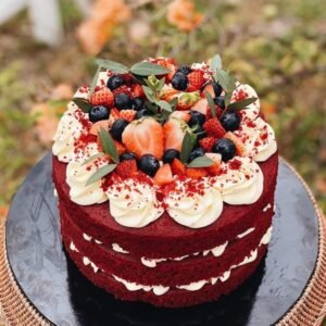 Red velvet con frutas